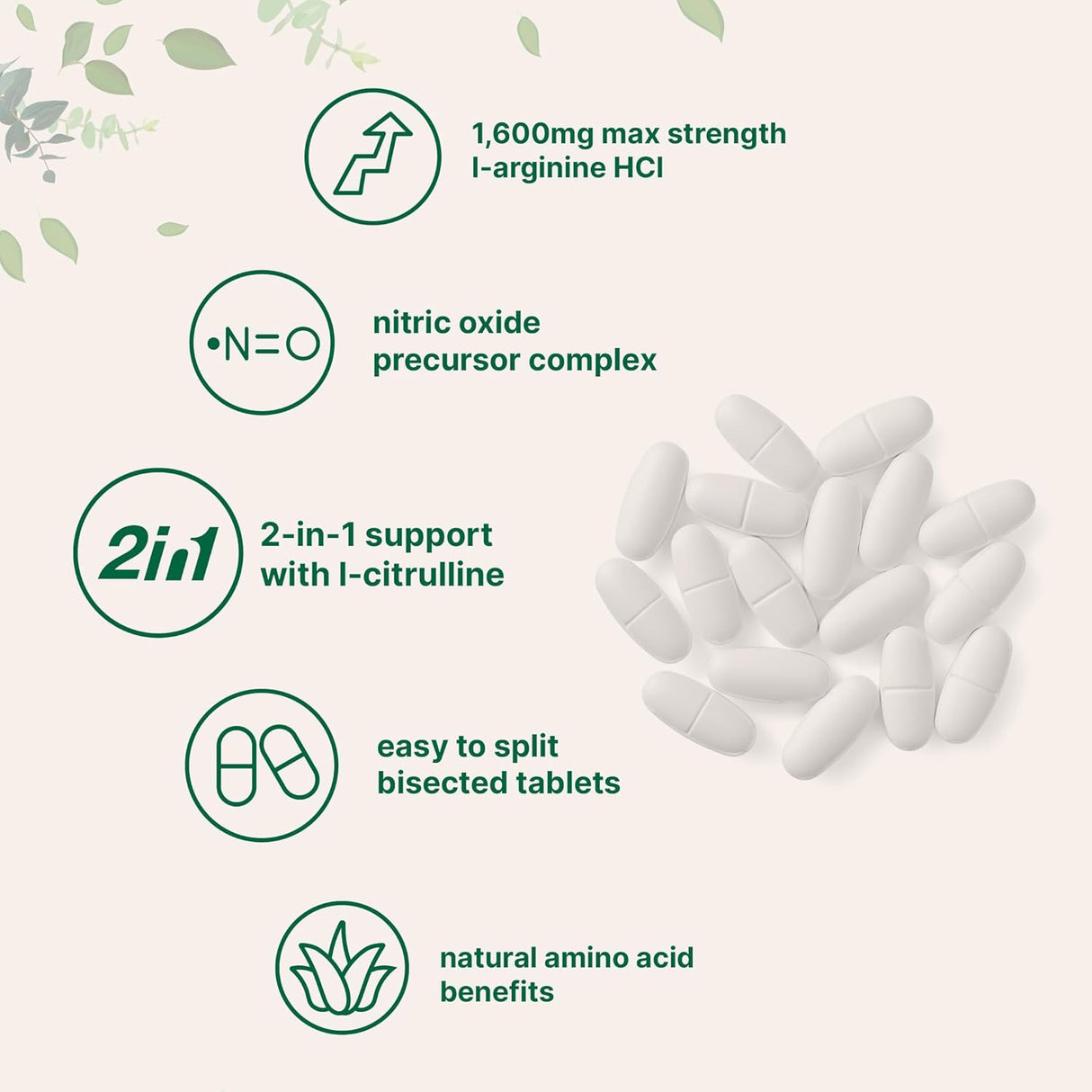 Suplemento de L-Arginina con L-Citrulina para energía y músculo, 4 meses