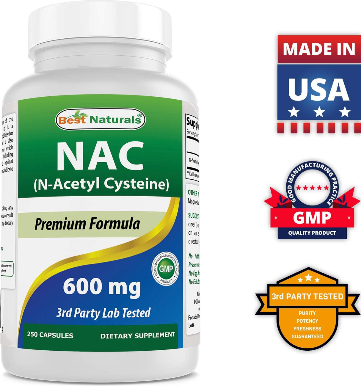 Suplementos Alimenticios NAC N-acetil-cisteína 600 mg