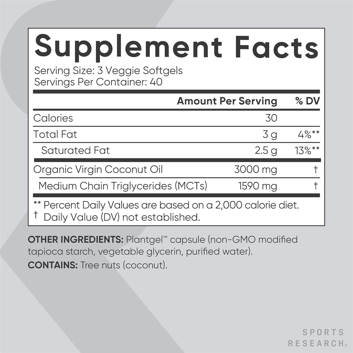 Suplemento Aceite de coco virgen extra (0.03 onzas)
