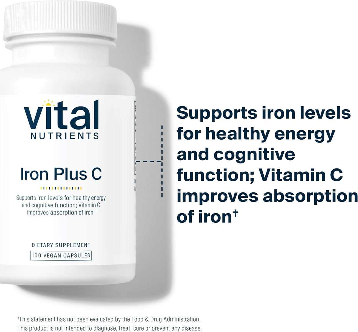 Suplemento Vital Nutrients Iron Plus Vitamina C de hierro