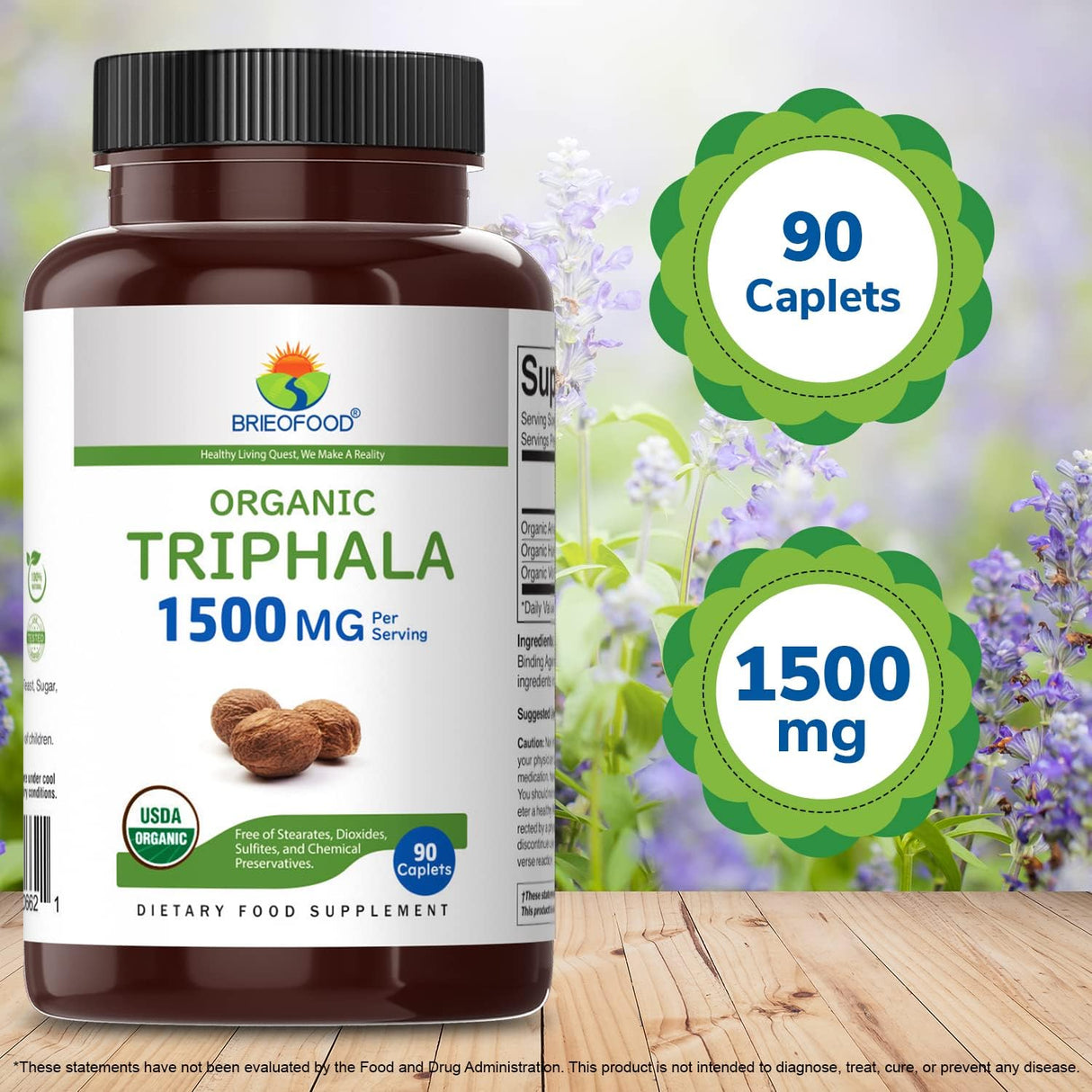 Suplemento Triphala Orgánica 1500mg 45 Porciones Sin Gluten