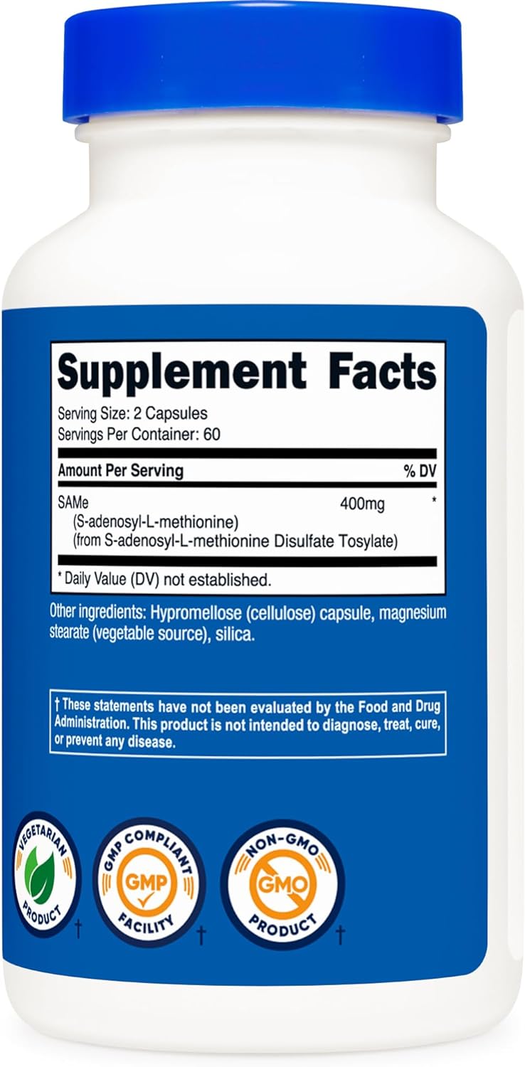 Suplemento Nutricost SAM-e (S-Adenosil-L-Metionina) 400 mg