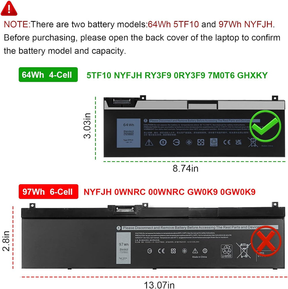 Batería 5TF10 GHXKY para Laptop Precision 7730 7740 P34E