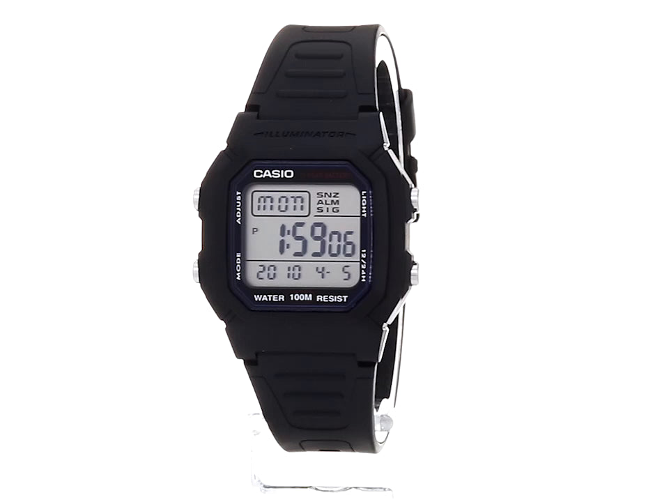 Reloj deportivo clásico con malla negra para hombre