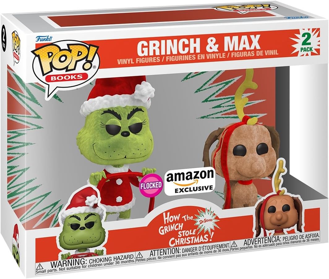 Funko Pop! Libros: El Grinch y Max, 2-Pack Flocking, Exclusivo