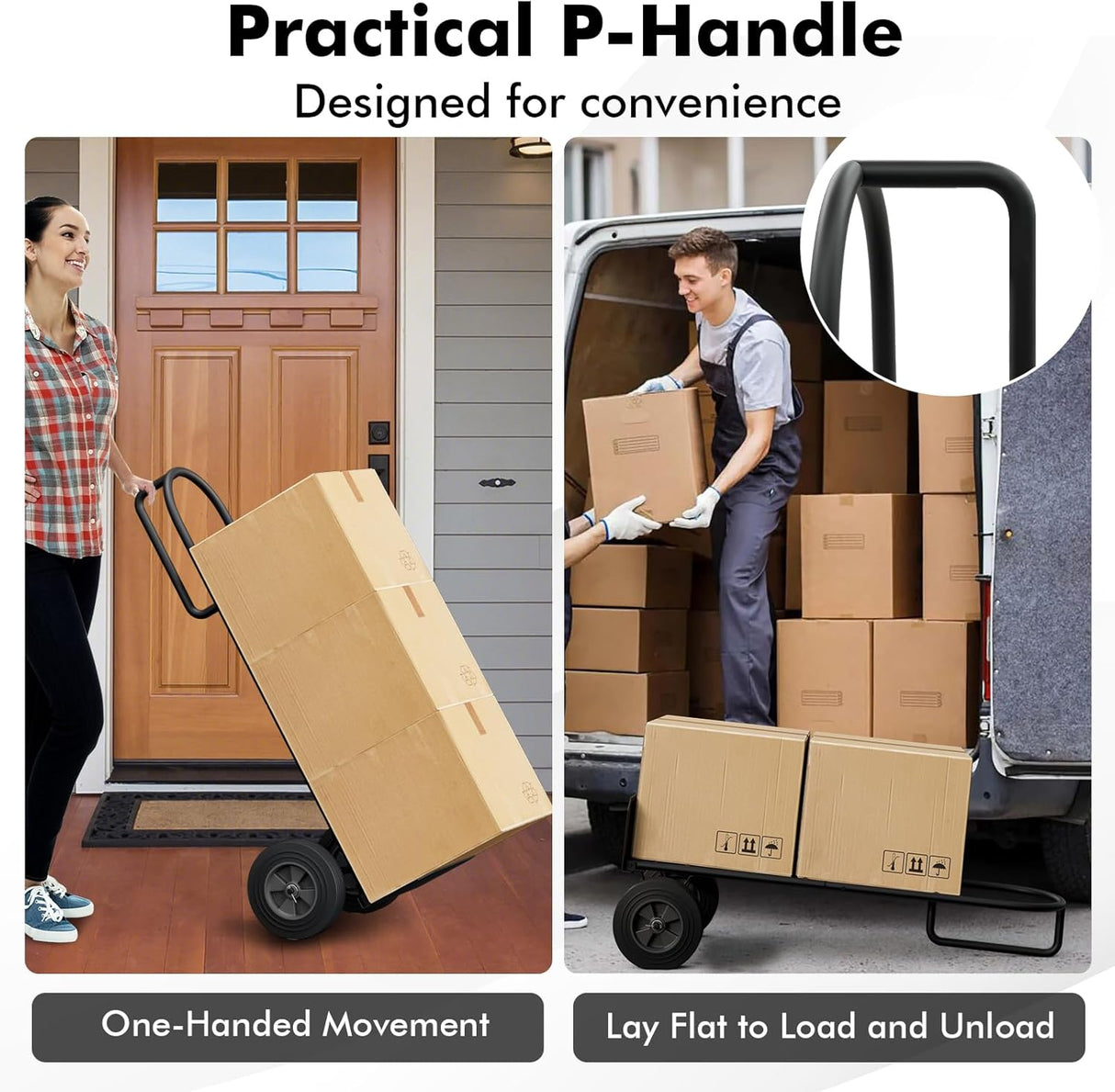 Carretilla Goplus, capacidad 660 lbs, ruedas de 10, P-Handle