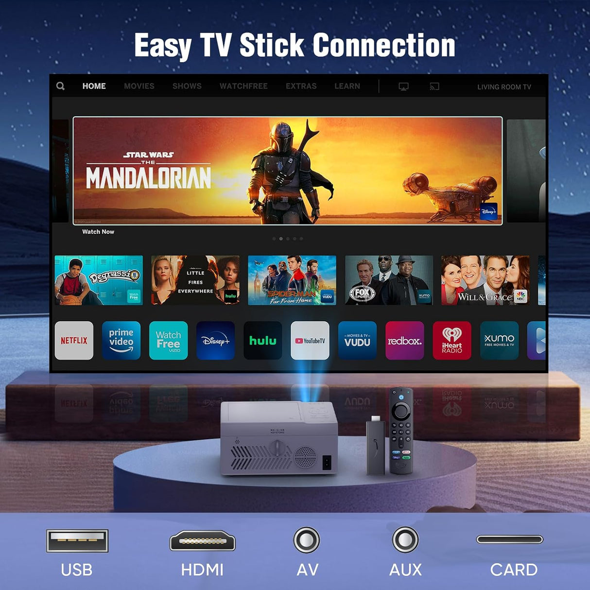 Proyector TMY Bluetooth con DVD, 1080P, portátil, mini proyector