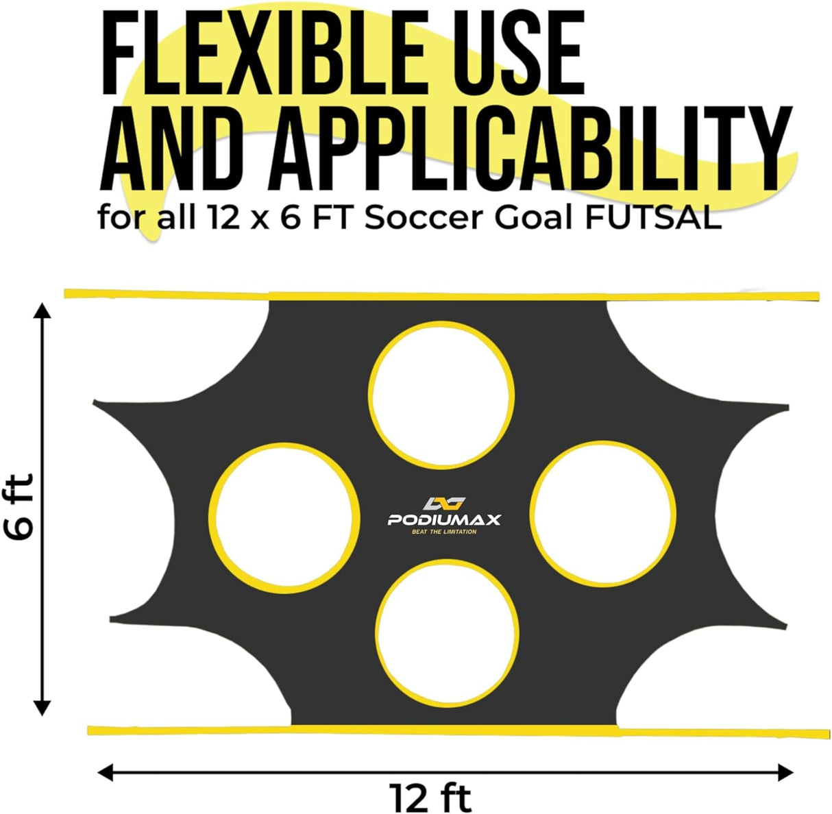 Red de portería de fútbol con 10 zonas de puntuación, 12x6 pies