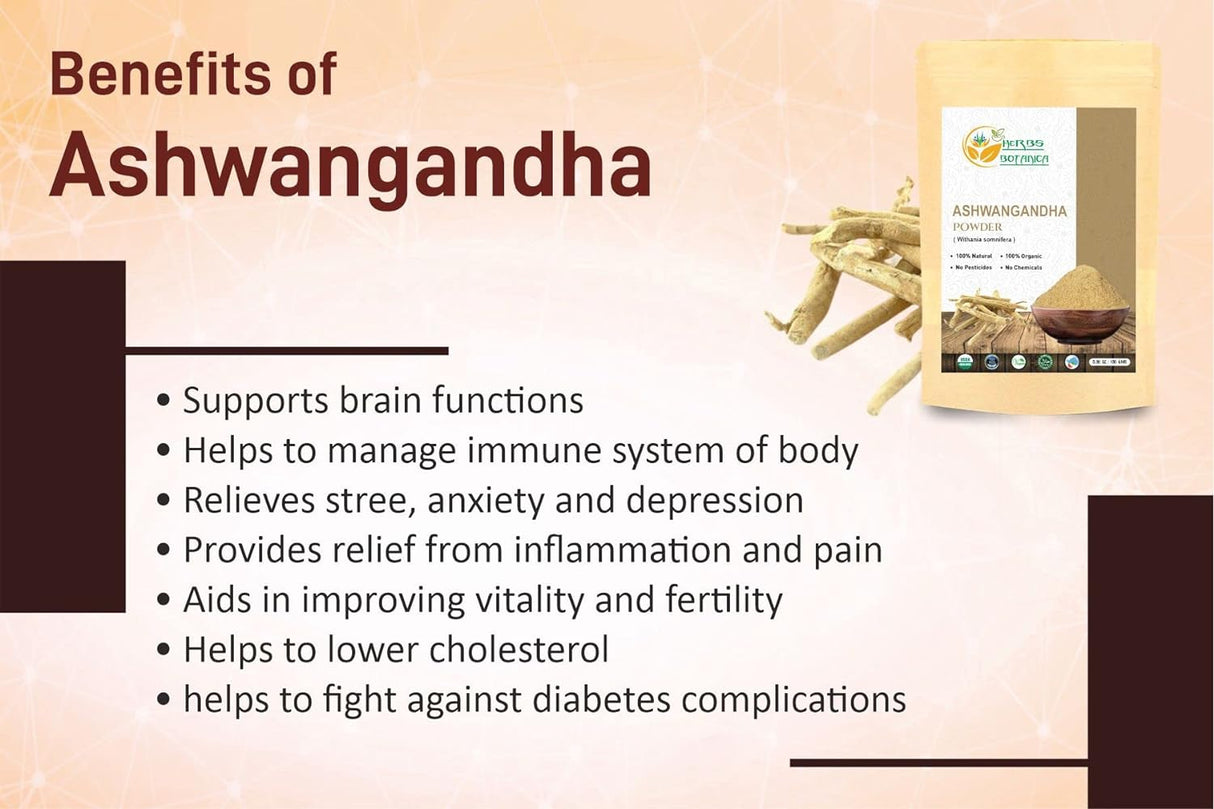 Polvo Orgánico de Raíz de Ashwagandha, Suplemento Ayurvédico