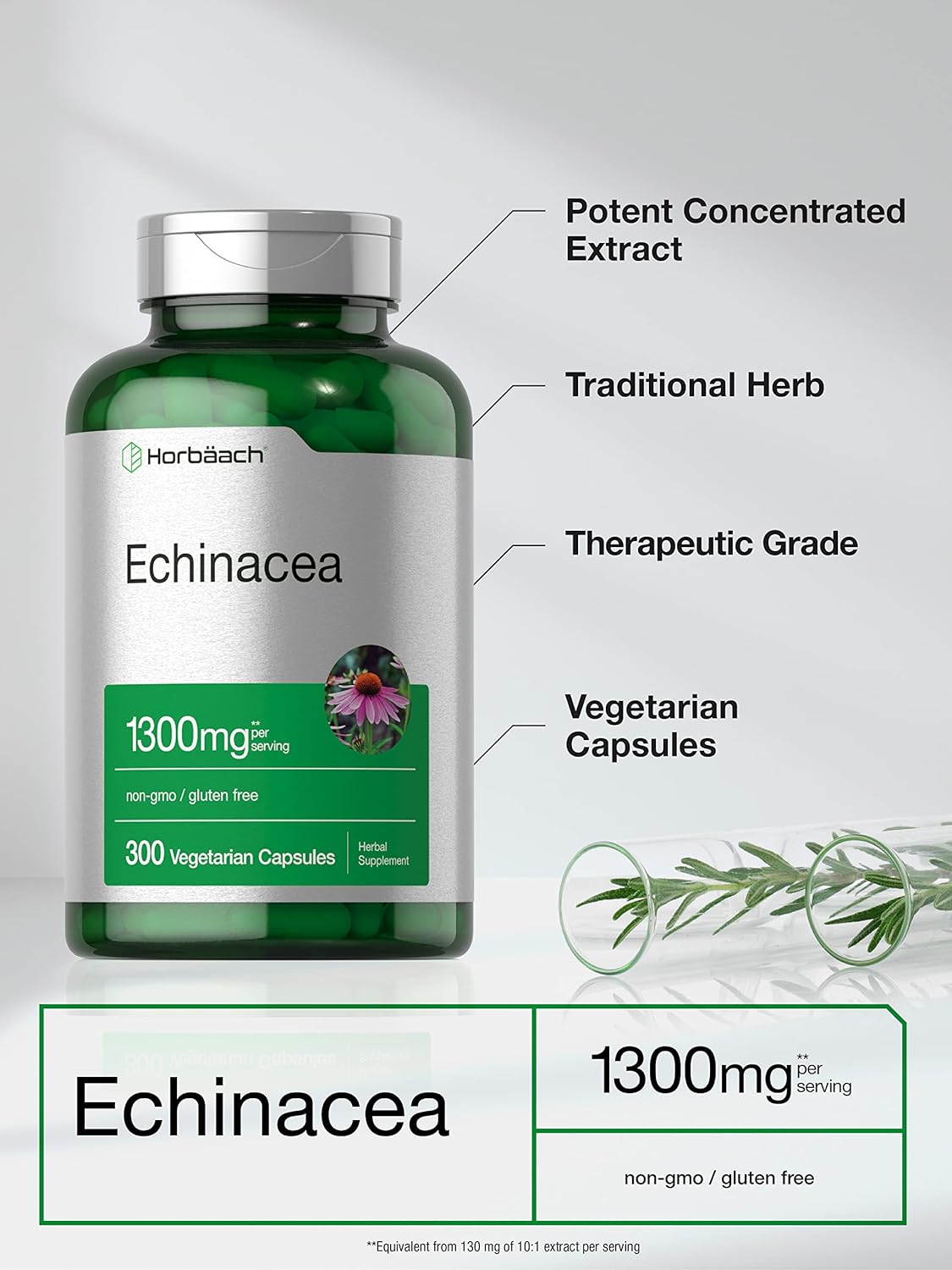 Horbaach Cápsulas de extracto de equinácea 1300 mg 00 und