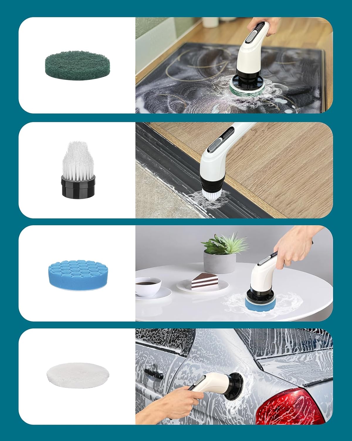 Limpiador eléctrico giratorio para limpiar el baño: limpiador de ducha eléctrico inalámbrico - Cepillo de limpieza eléctrico para bañera de azulejos