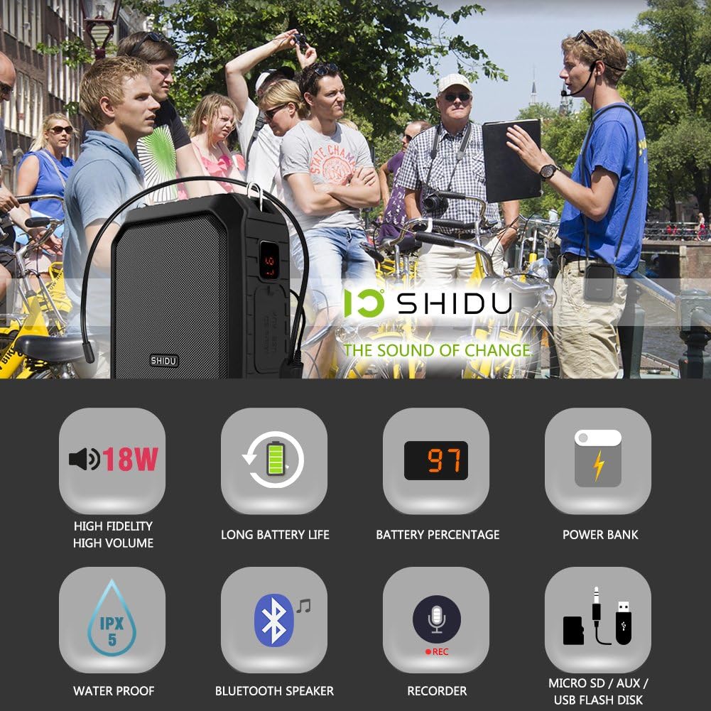 Amplificador de Voz Portátil 18W con Micrófono y Batería 4400mAh