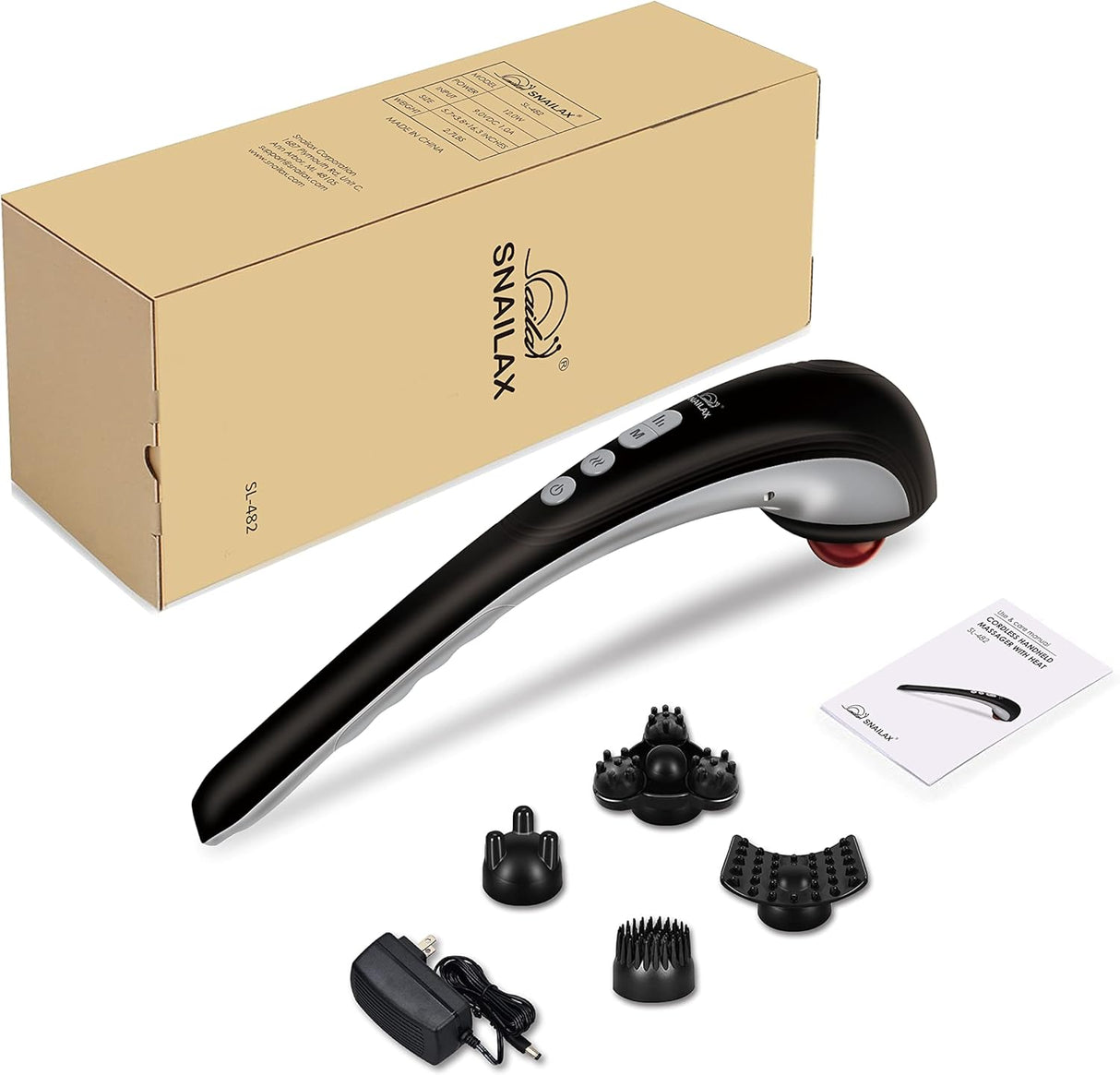 Masajeador de mano Snailax - Percusiones, Calor, Recargable