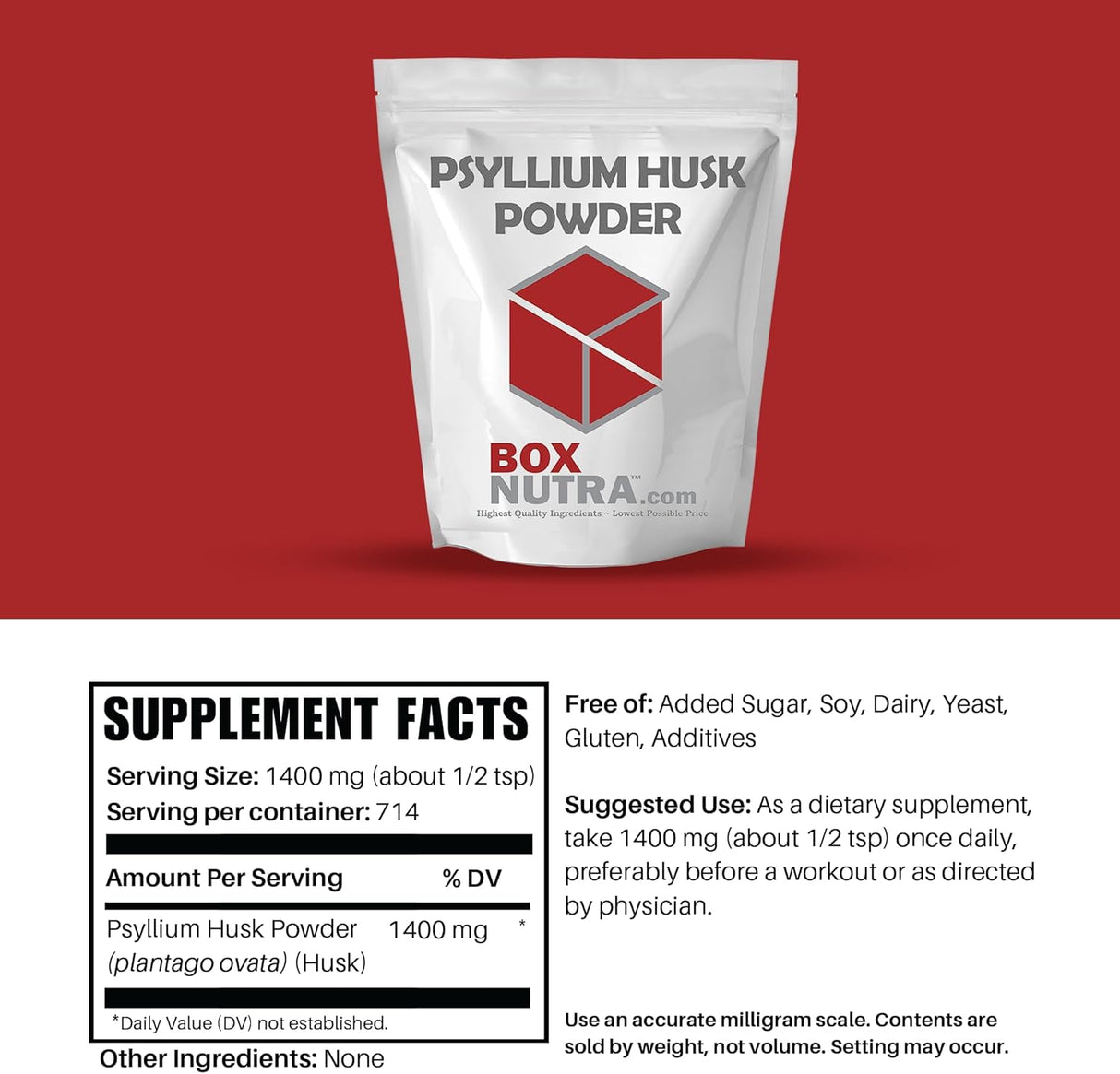 Psyllium Husk Powder BoxNutra - Laxante Natural 1kg