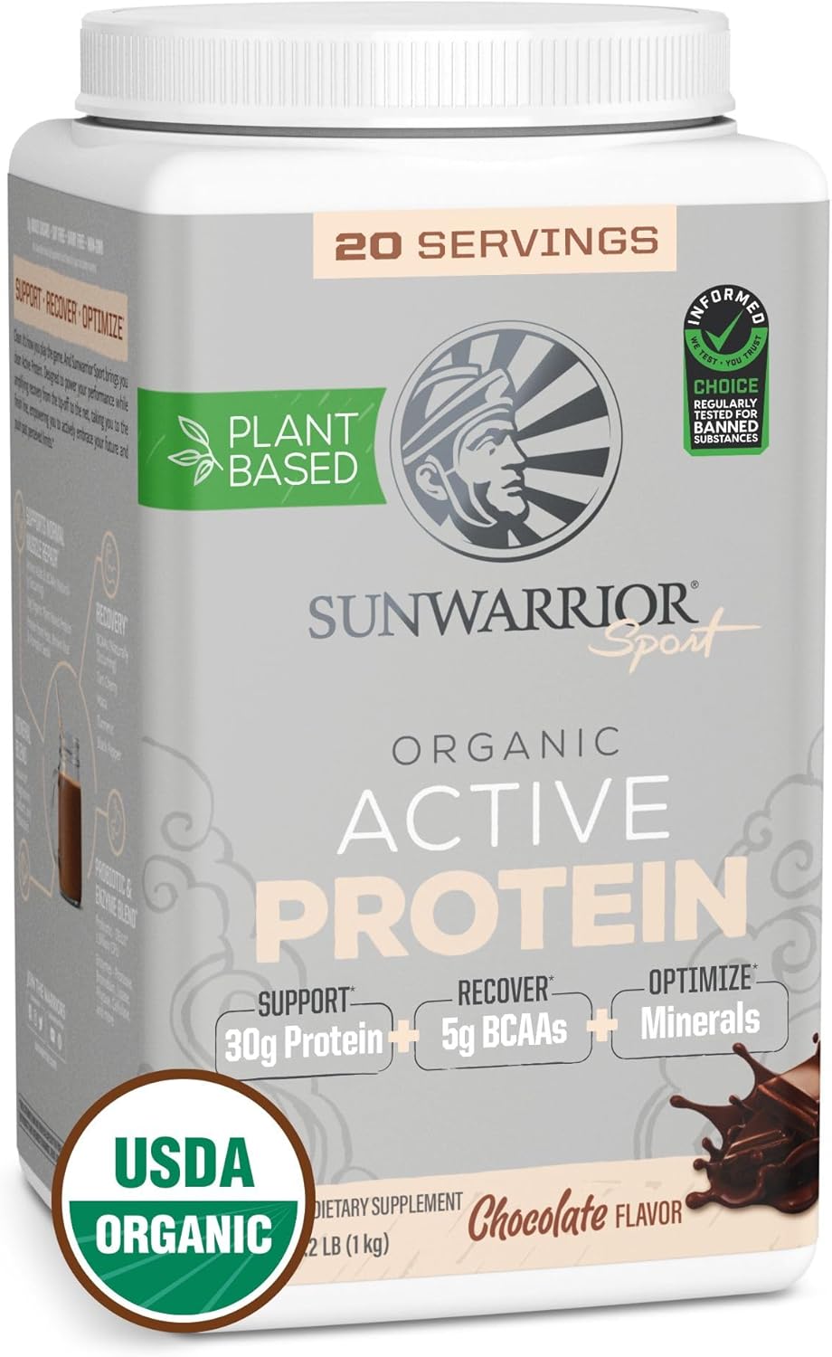 Proteína Vegana Sunwarrior 30g, Orgánica, Sin Azúcar, 20 porciones
