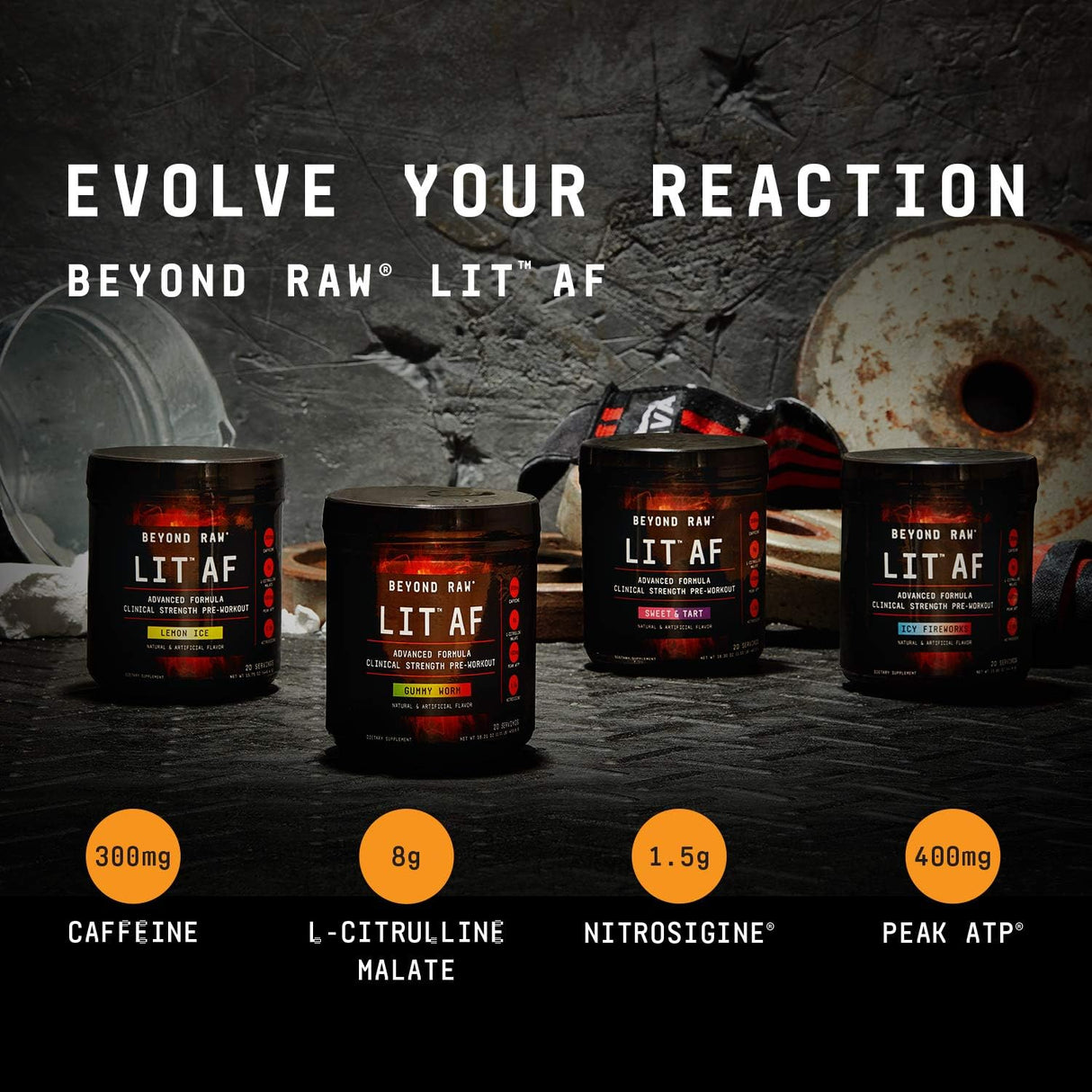 Suplemento BEYOND RAW LIT AF en polvo L-citrulina 20 porc