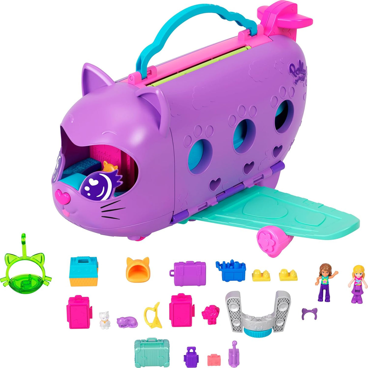 Muñecas Polly Pocket, Juego Kitty Airways, 2 Mini Muñecas, Accs.