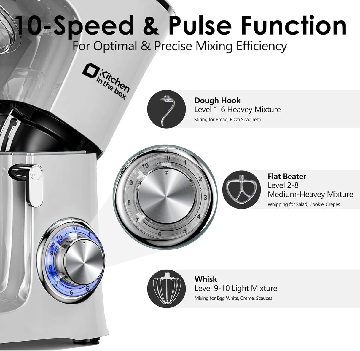 Batidora de Cocina Kitchen in the Box, 900W, 8.5QT, 10 Velocidades