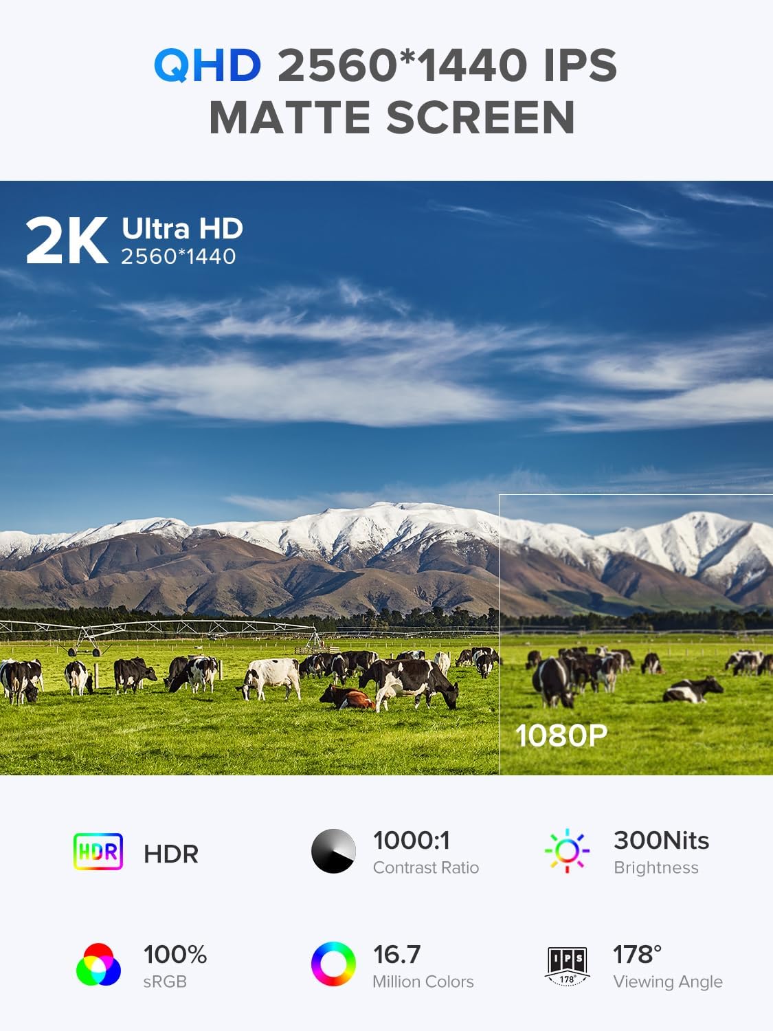 Monitor portátil UPERFECT 22 2K QHD, USB-C, HDMI, VESA