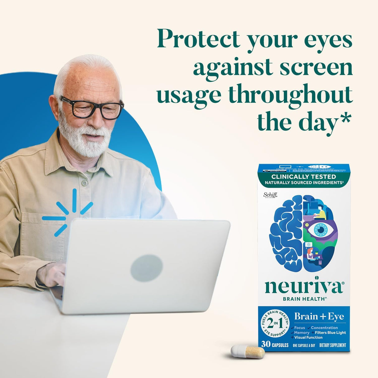 Suplemento cerebral + ocular para memoria con luteína 30 cap
