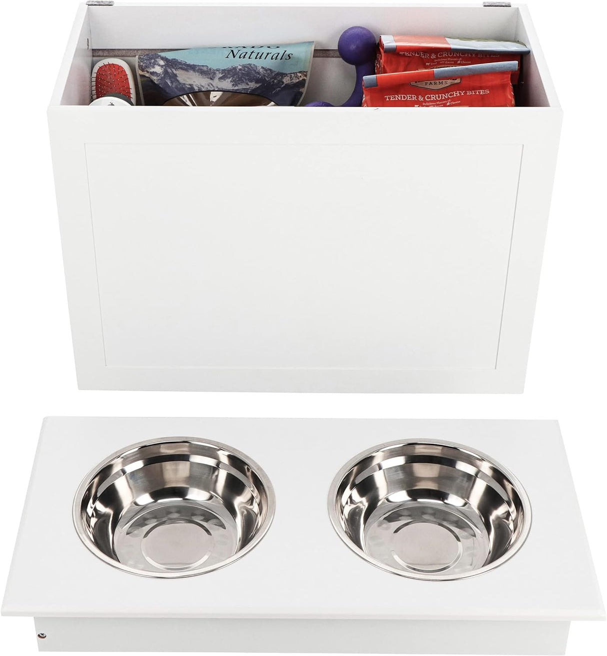 MiMu Cuenco elevado para perros con almacenamiento comedero