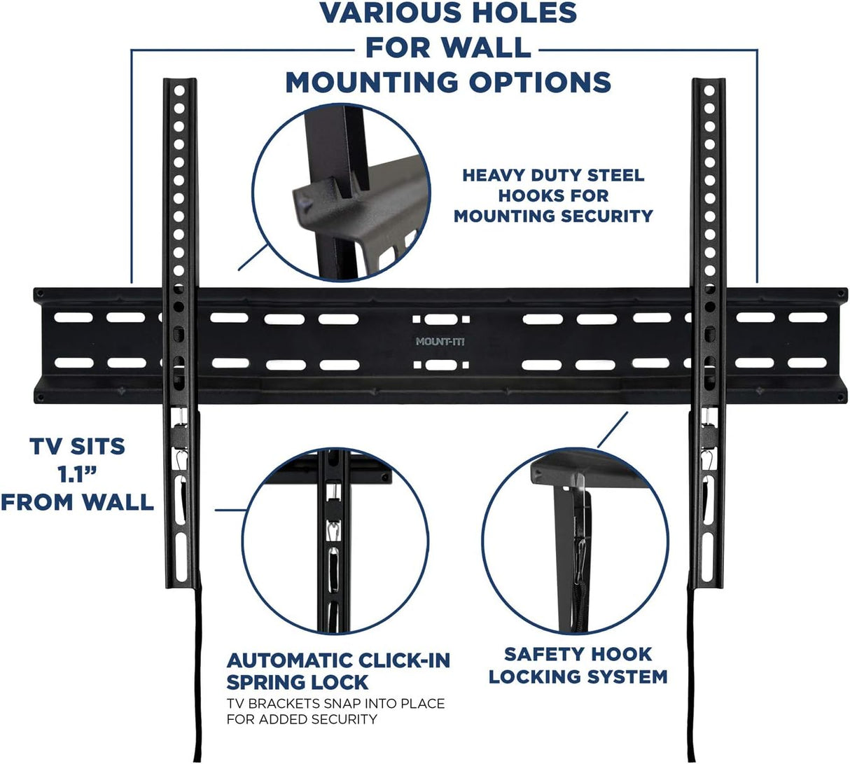 Soporte de pared fijo para TV de 37-70 pulgadas, perfil 1.1