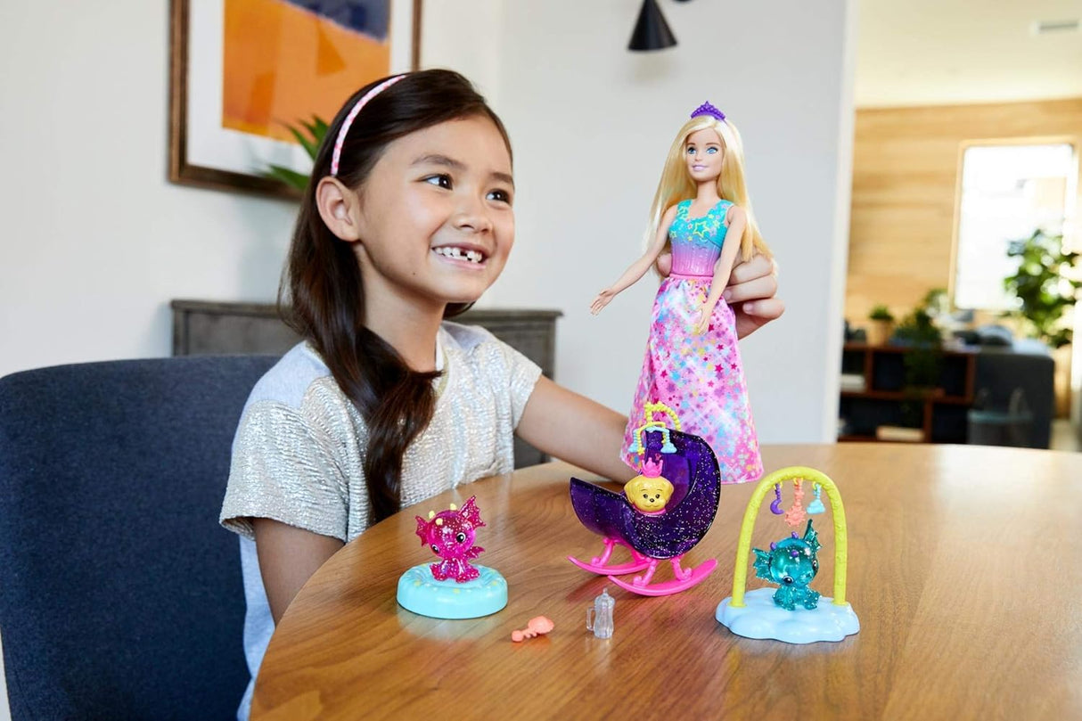 Barbie Dreamtopia Set de Juego con Dragones y Muñeca, Accesorios