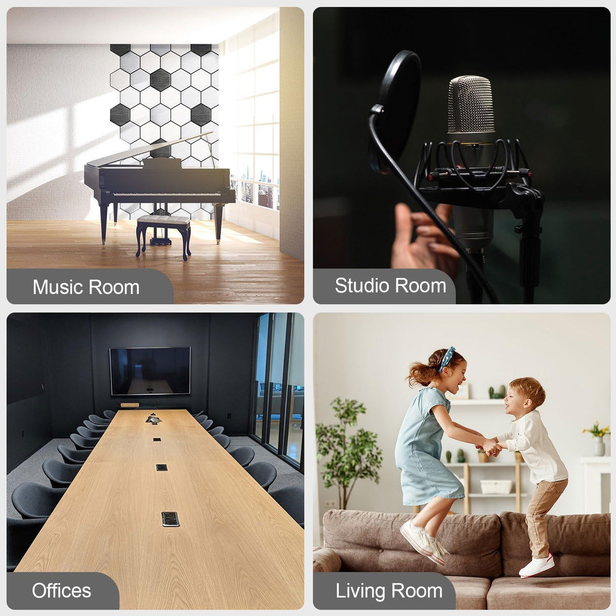 Paneles Acústicos Hexagonales 12 Pack, Alta Densidad 12x10