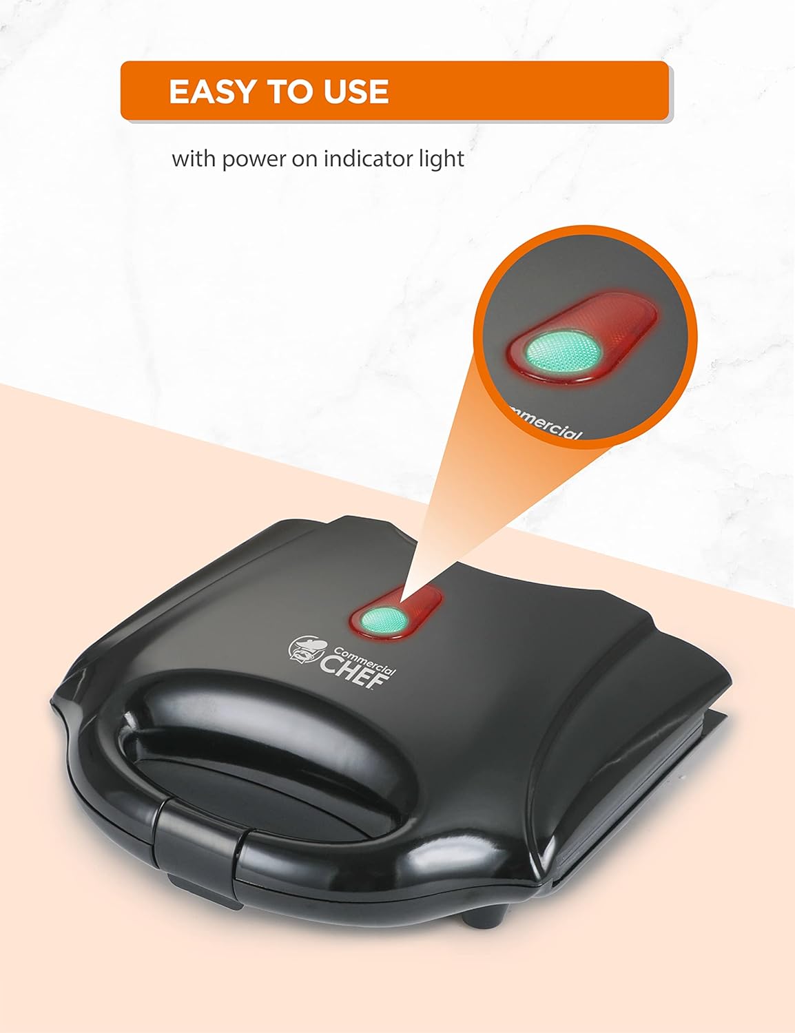 Mini Waffle Maker Comercial Chef, Antiadherente, Fácil de Limpiar