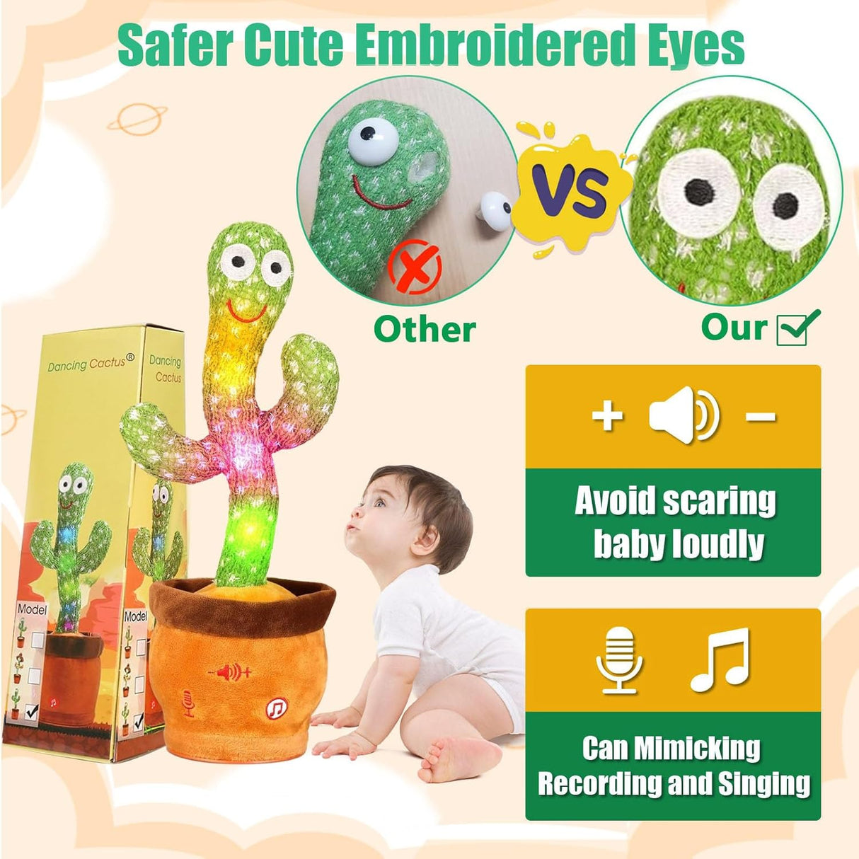 Cactus Bailarín Repetidor, Juguete Infantil, Sonidos y Música