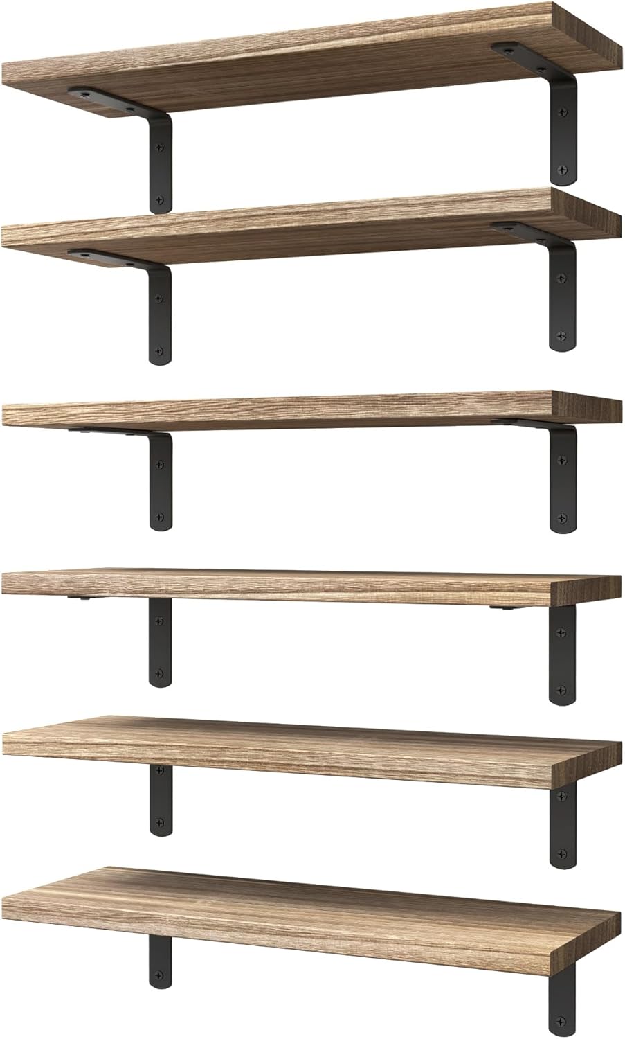 Estanterías Flotantes de Madera WOPITUES, Set de 6, Rústicas