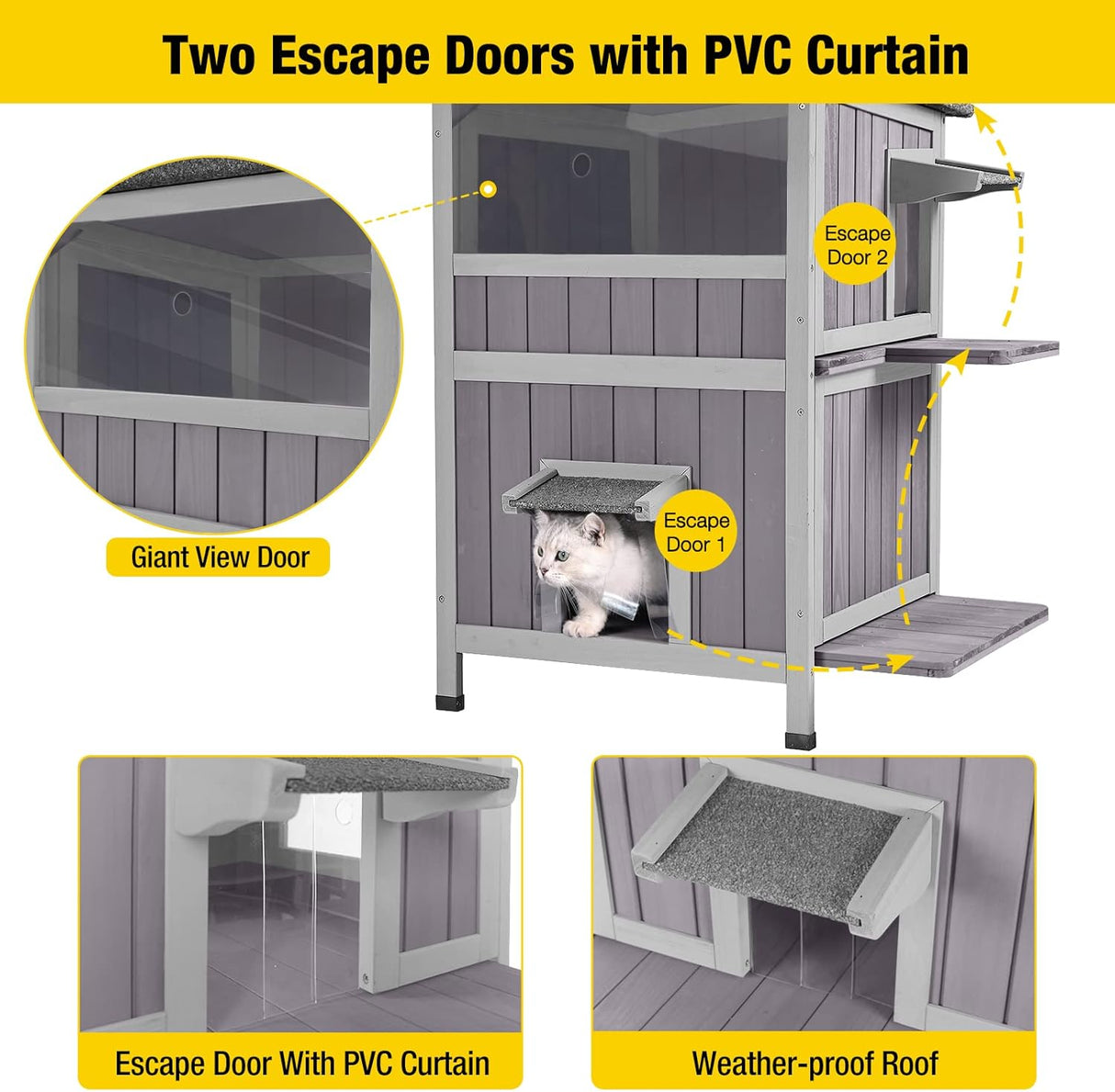 Casa de Gato Aivituvin, 2 Pisos, Puerta de Escape, Modelo 2-Story