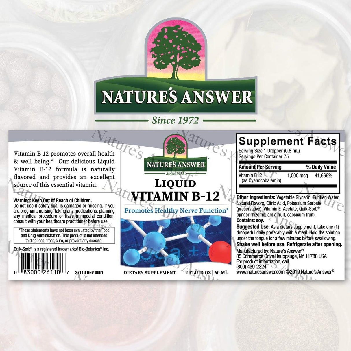 Natures Answer Vitamina líquida B-12 niveles de energía