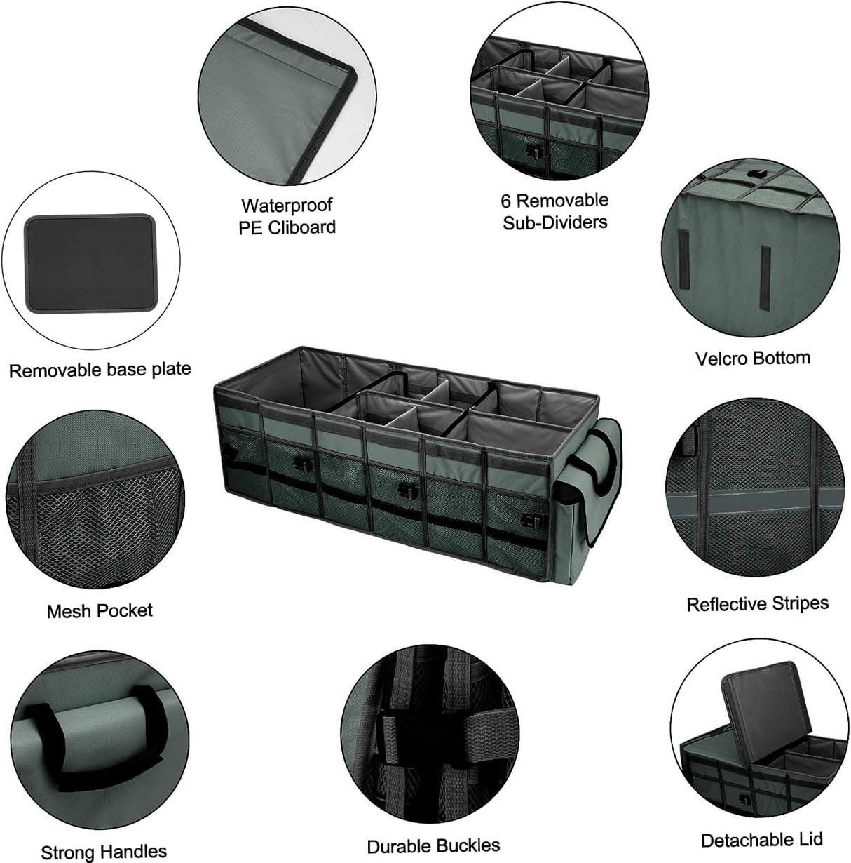 Organizador de Maletero con Enfriador, 6 Divisores, Plegable