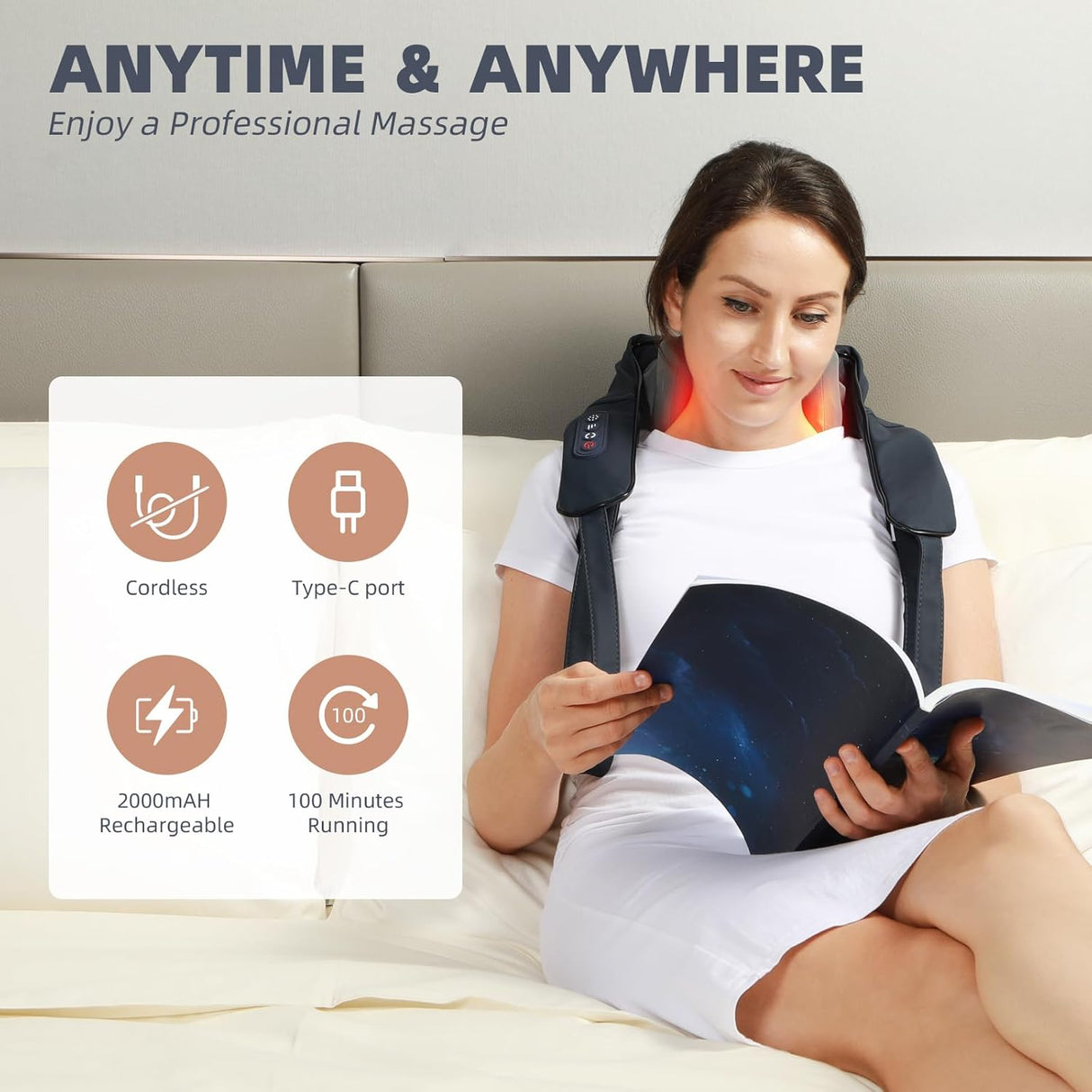 Masajeador de Cuello y Hombros, Infrarrojo, 4D, Sin Cable