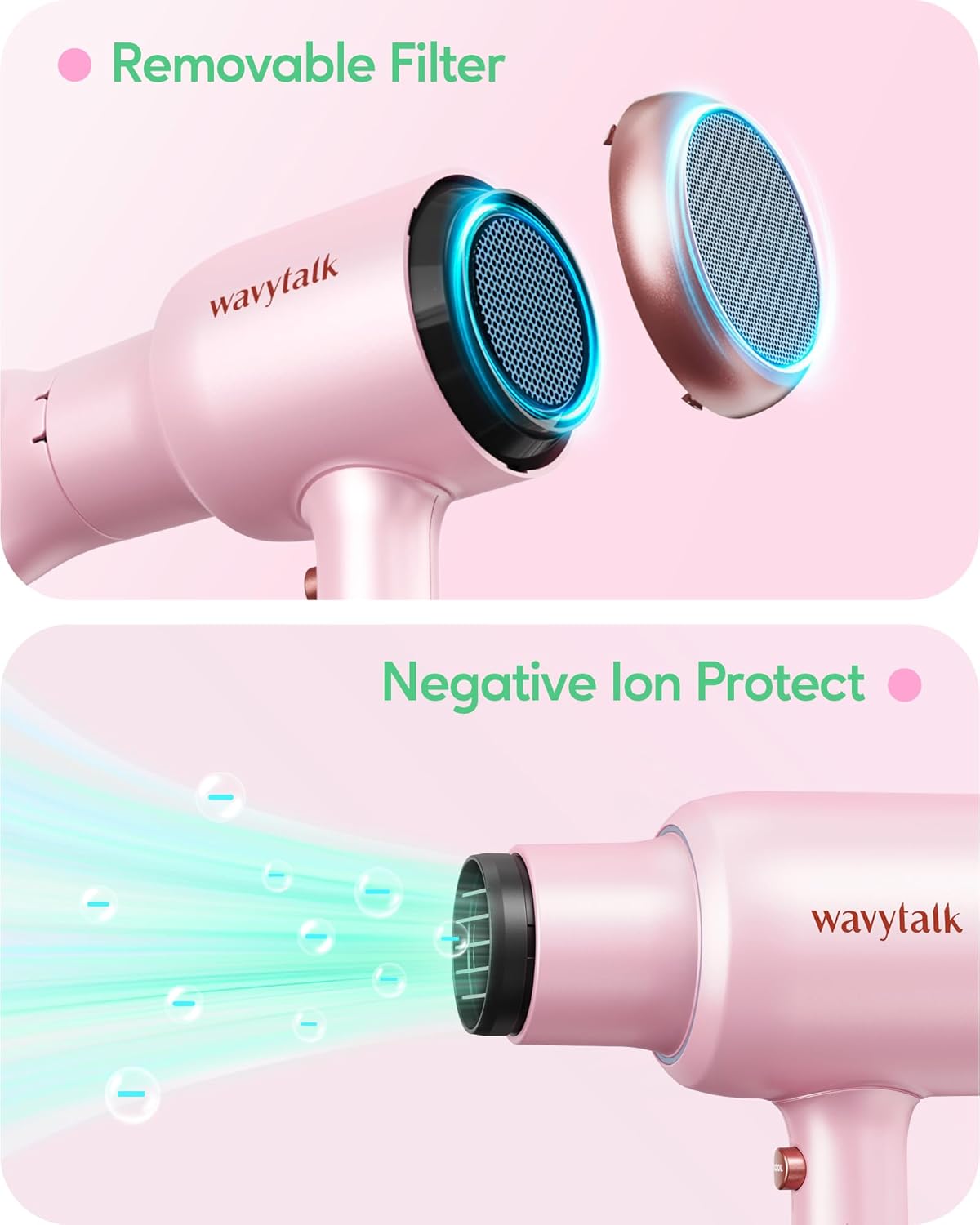 Secador de pelo profesional con difusor de pelo iónico