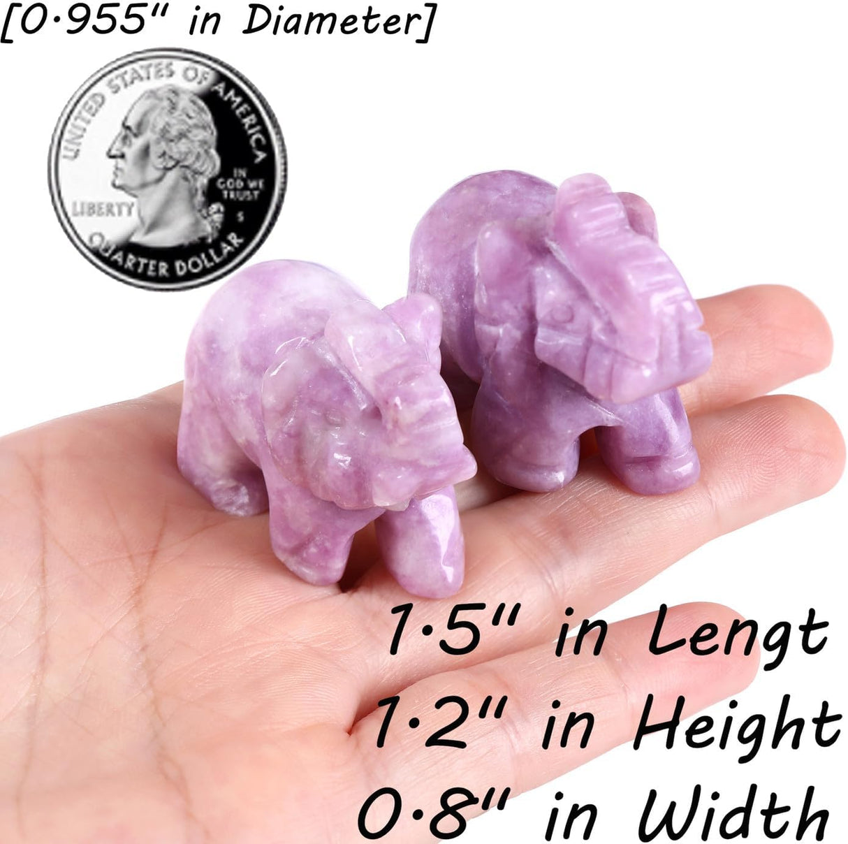 QINJIEJIE Decoración de elefante, cristales de lepidolita