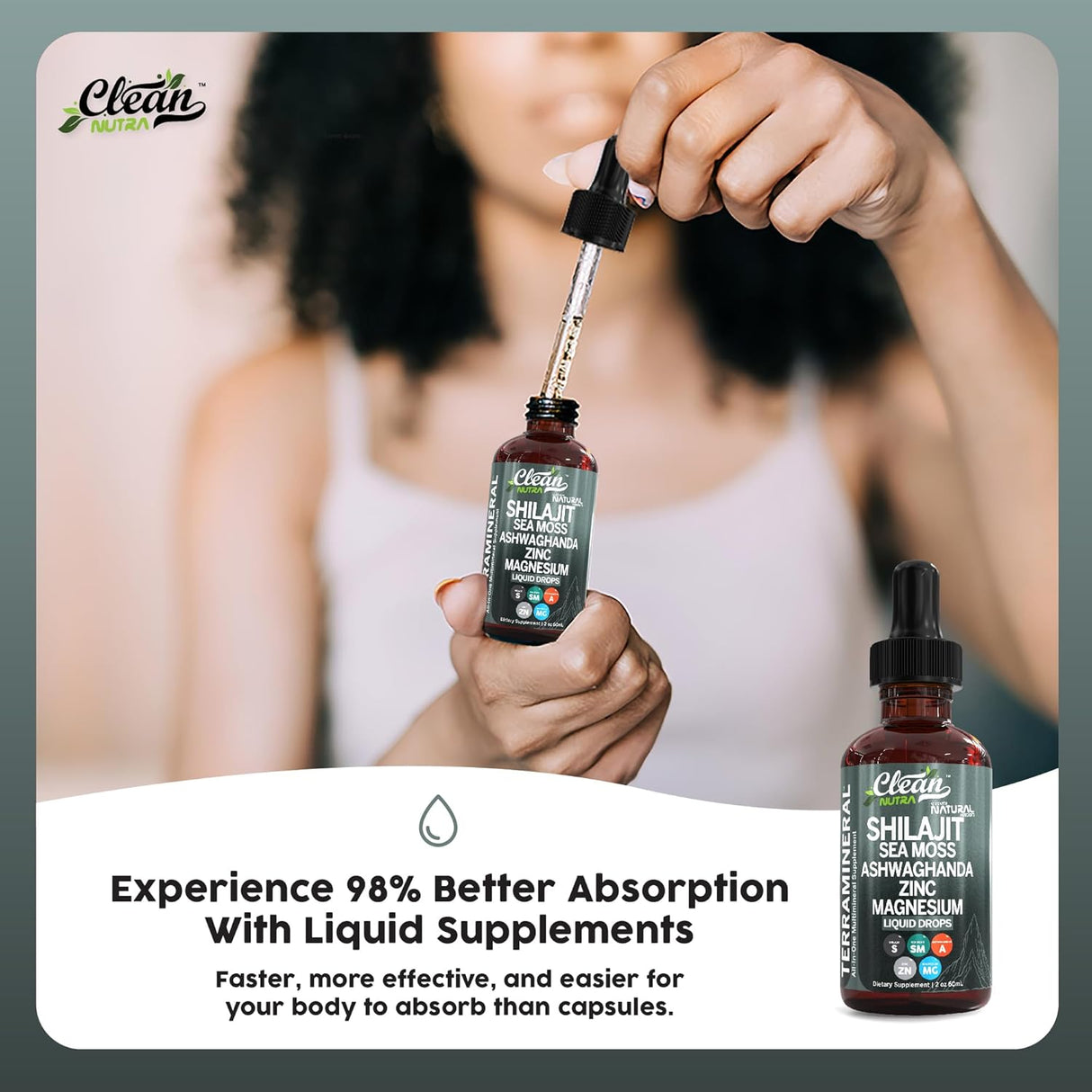 Gotas de Shilajit - Clean Nutra, con Ashwagandha y Minerales
