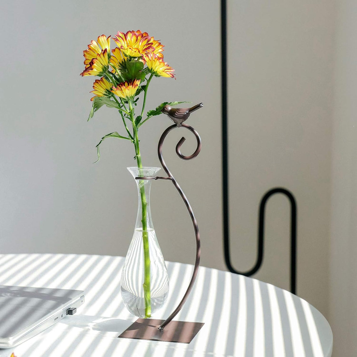 Marbrasse - Jarrón hidropónico de cristal de sobremesa