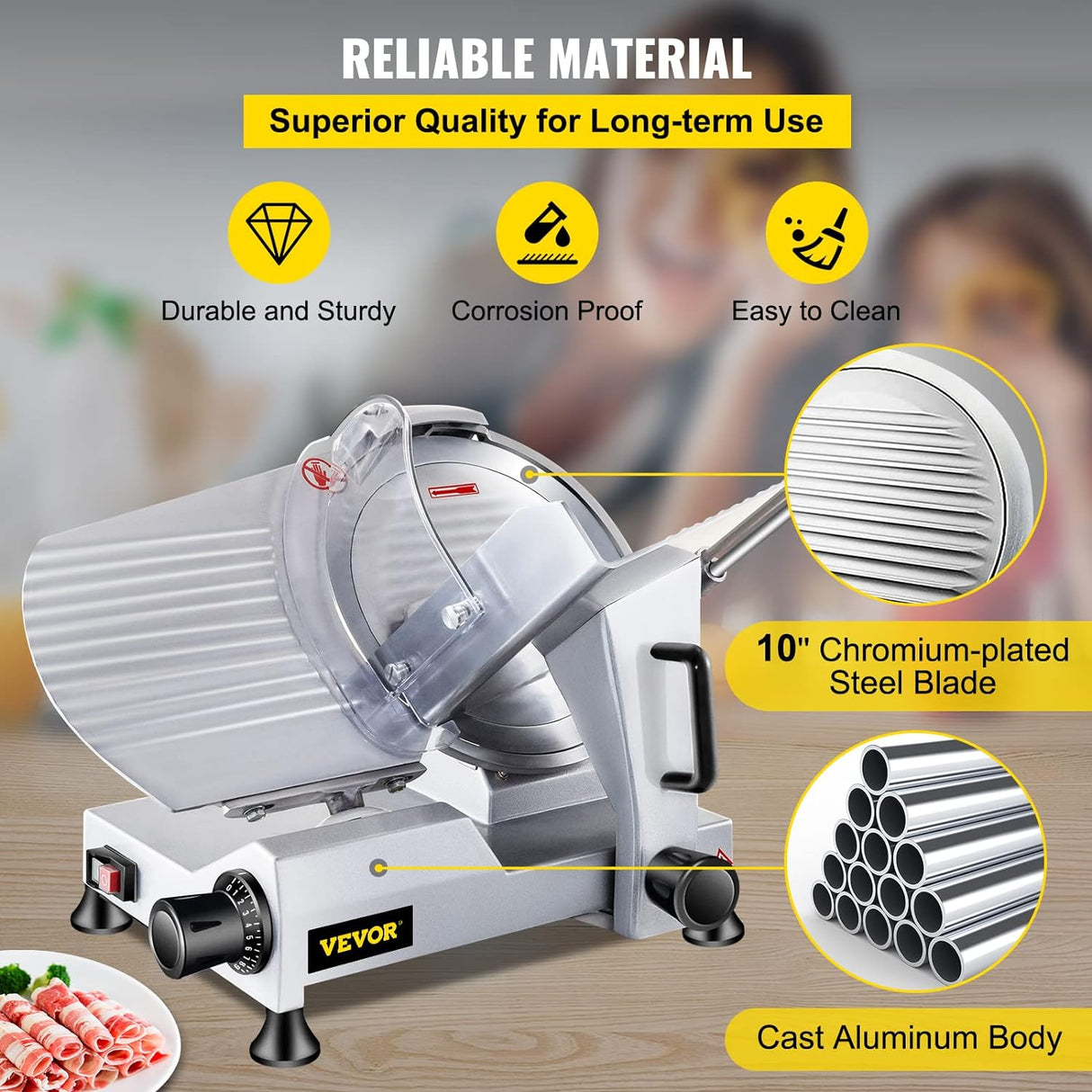 Cortadora de carne VEVOR 10 240W, acero, semi-automática 10IN-240W