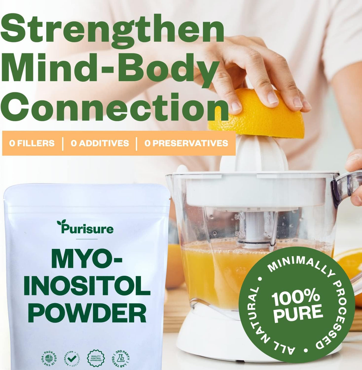 Suplemento Myo Inositol Polvo 500 porciones nootrópico