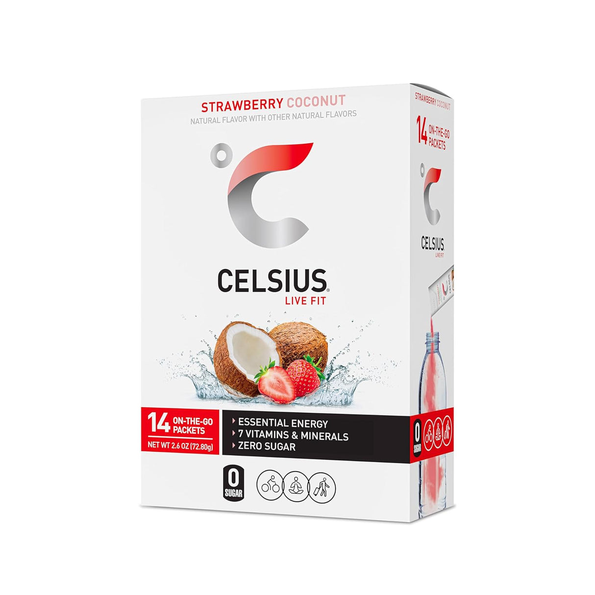 Suplemento CELSIUS On-the-Go Mezcla esencial fresa y coco