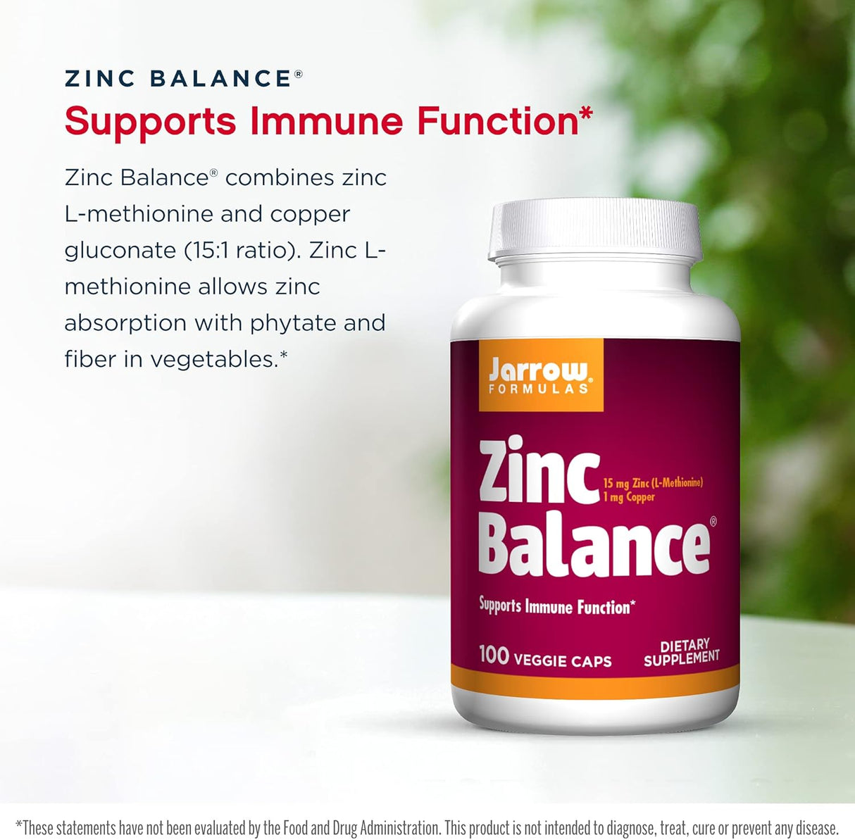 Suplementos Alimenticio Balance de zinc 100 cápsulas