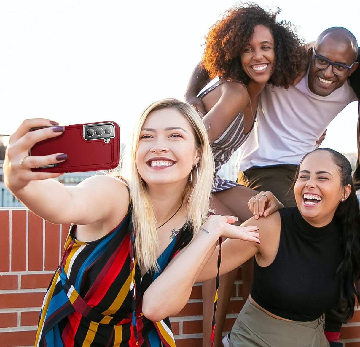 BaHaHoues Funda para Samsung Galaxy S22, Samsung S22 con soporte integrado, a prueba de golpes, polvo y caídas, de grado militar, funda protectora para Galaxy S22 5G de 6.1 pulgadas (rojo/negro)