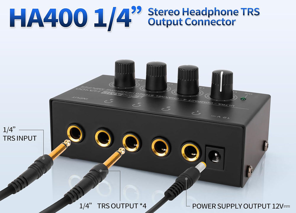 Amplificador de auriculares 4 canales HA400 con salida TRS