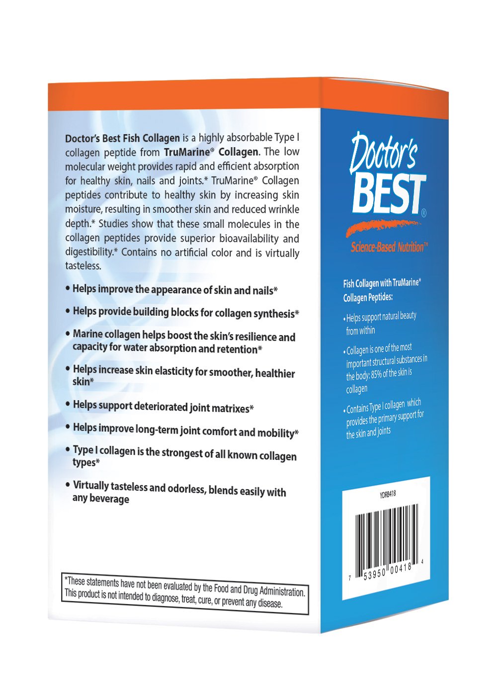 Doctor's Best Fish Collagen con colágeno TruMarine, sin OGM