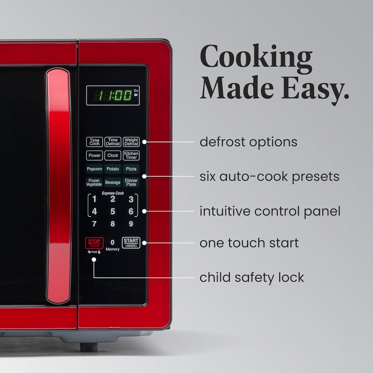 Microondas Farberware 1000W 1.1 cu ft con Luz LED y Bloqueo Infantil