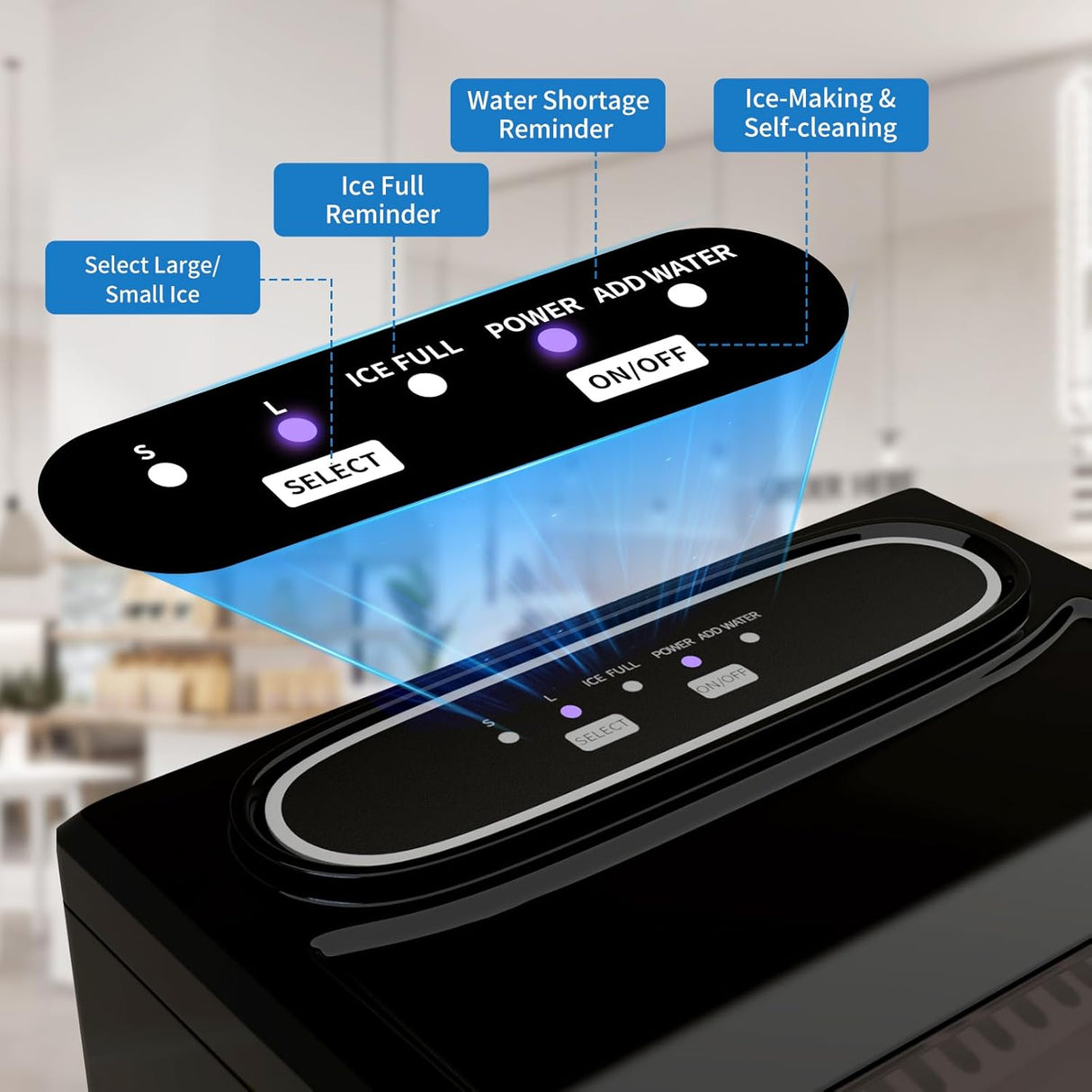 Máquina de Hielo Portátil, 35lbs/día, Auto-limpiante, 2 Tamaños