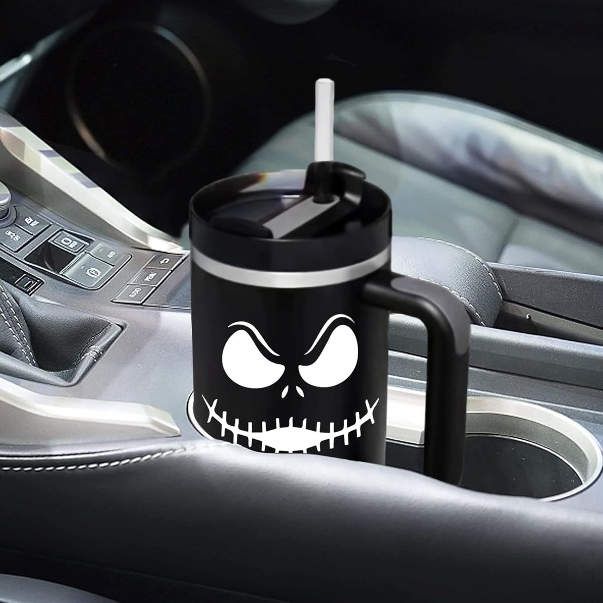 Taza de Acero Inoxidable Jack Skellington 40OZ con Asa y Popote