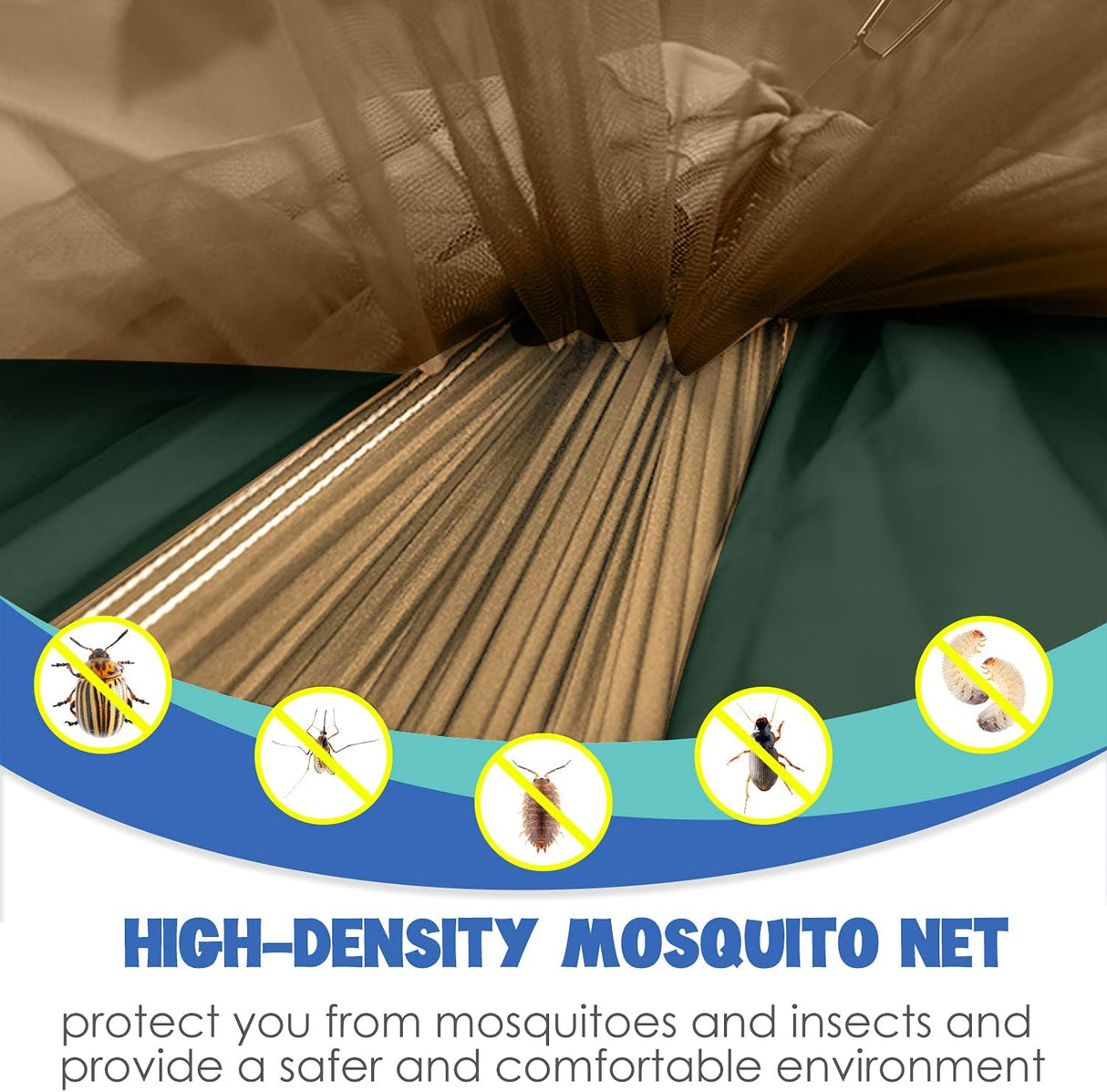 Hamaca Doble con Red Antimosquitos - Gold Armour - Camping Essentials